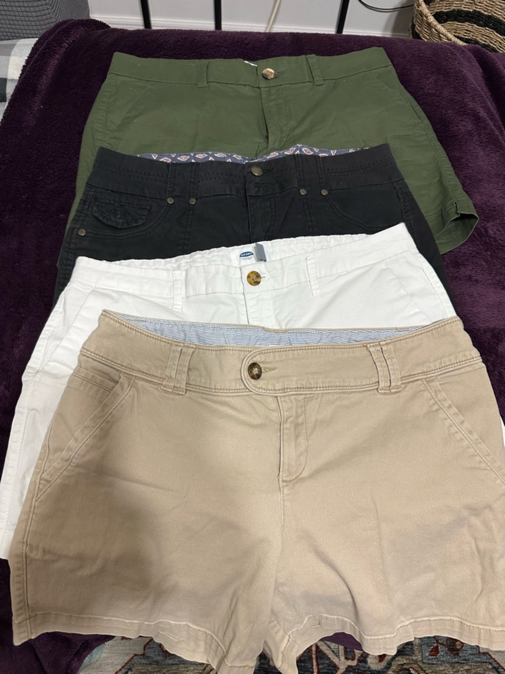 Casual Women's Olive, Black, White & Tan Shorts - Versatile Summer Basics